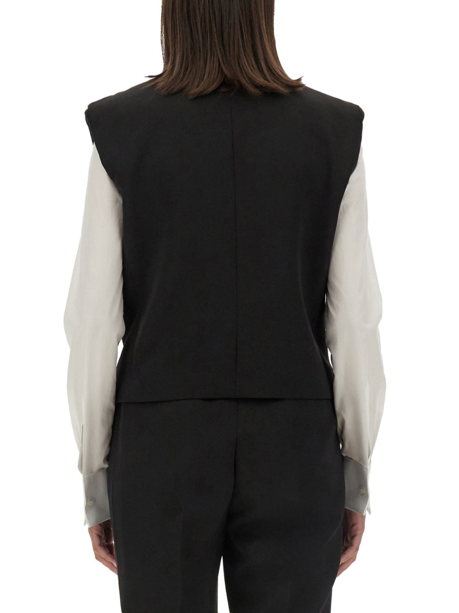 Double-Breasted Sleeveless Jacket Black