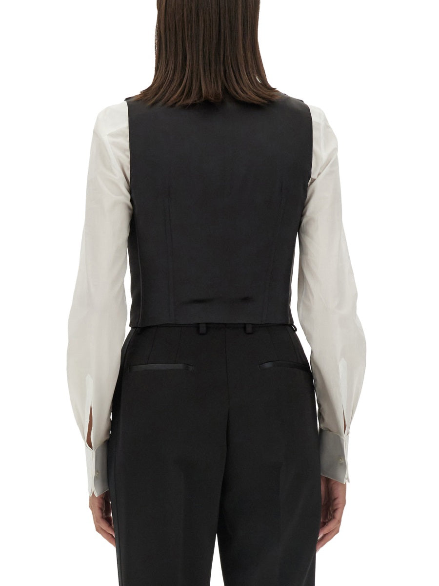 Double-Breasted Tuxedo Vest Black Fabric Waistcoats & Gilets