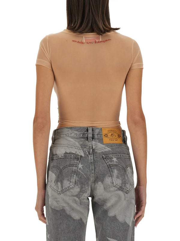 Tulle Top Nude Polyester Tops