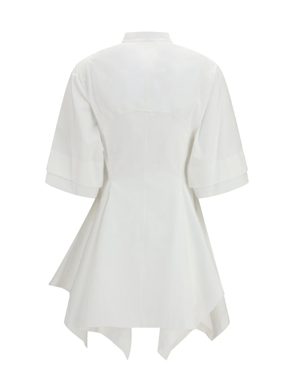 Dress Panelled Poplin White Cotton