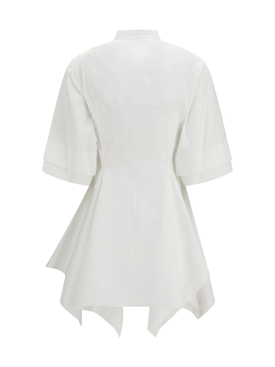 Dress Panelled Poplin White Cotton