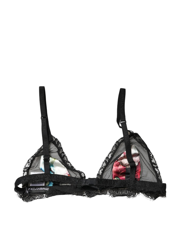 Dolce & Gabbana 8% Elastane 40% Nylon 52% Silk soft cup bra in black