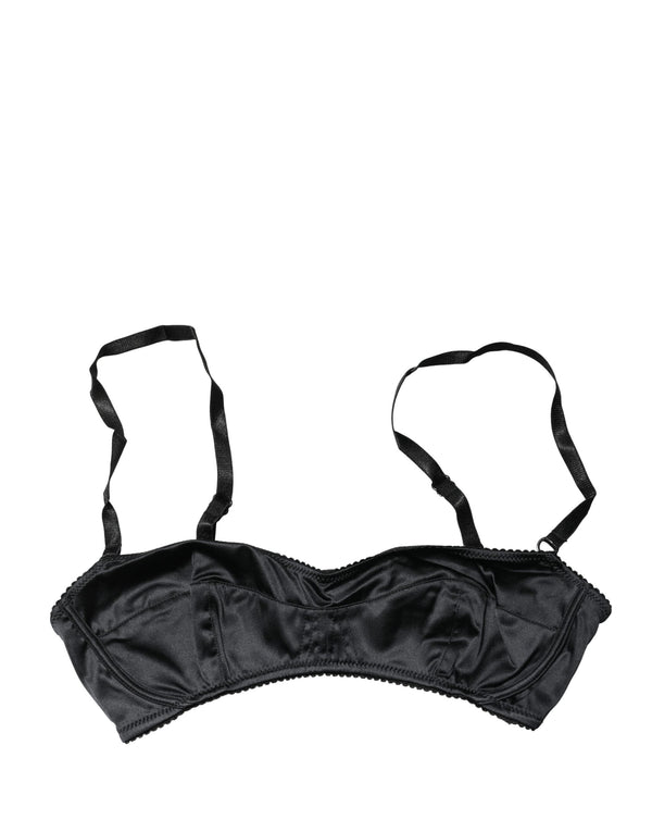 Dolce & Gabbana 6% Elastane 94% Silk; Lining: 66% Polyester 34% Polyurethane balconette bra in black