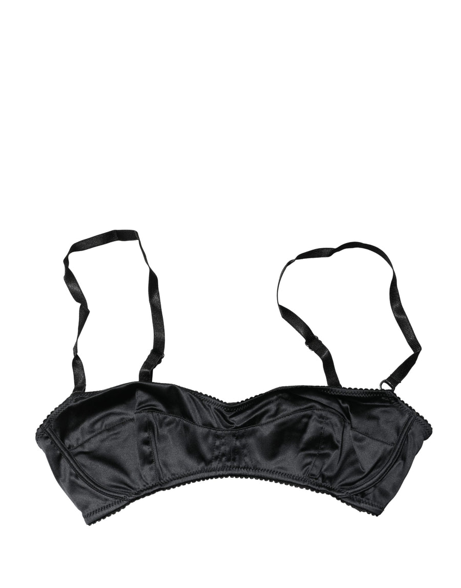 Dolce & Gabbana 6% Elastane 94% Silk; Lining: 66% Polyester 34% Polyurethane balconette bra in black