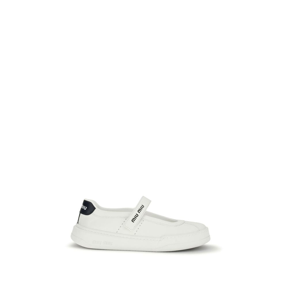 Miu Miu Upper 100% Calf Leather Bos Taurus flat in white