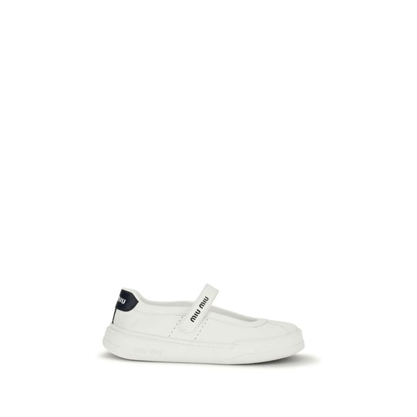 Miu Miu Upper 100% Calf Leather Bos Taurus flat in white