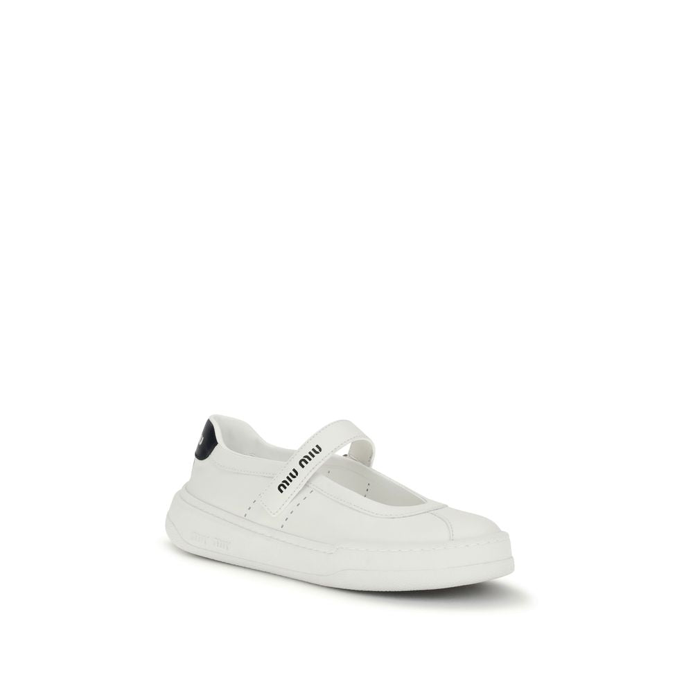 Miu Miu Upper 100% Calf Leather Bos Taurus flat in white — view 2