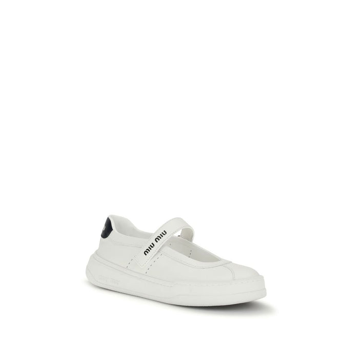 Miu Miu Upper 100% Calf Leather Bos Taurus flat in white — view 2
