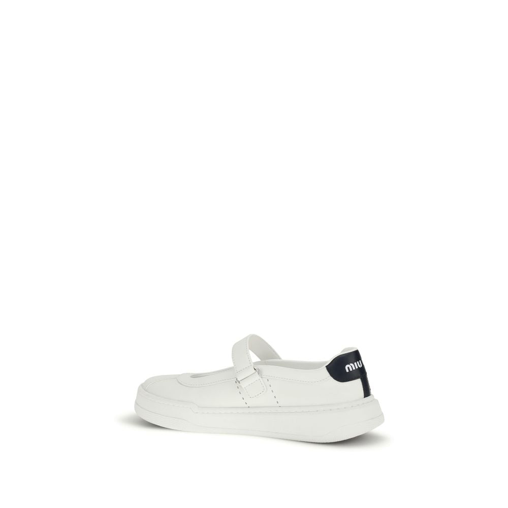 Miu Miu Upper 100% Calf Leather Bos Taurus flat in white — view 3