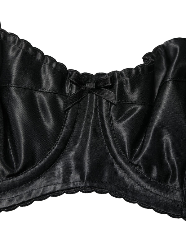 Dolce & Gabbana 94% Silk balconette bra in black