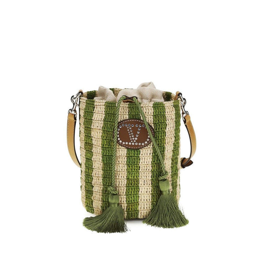 Valentino Garavani 100% Raffia bucket bag in green