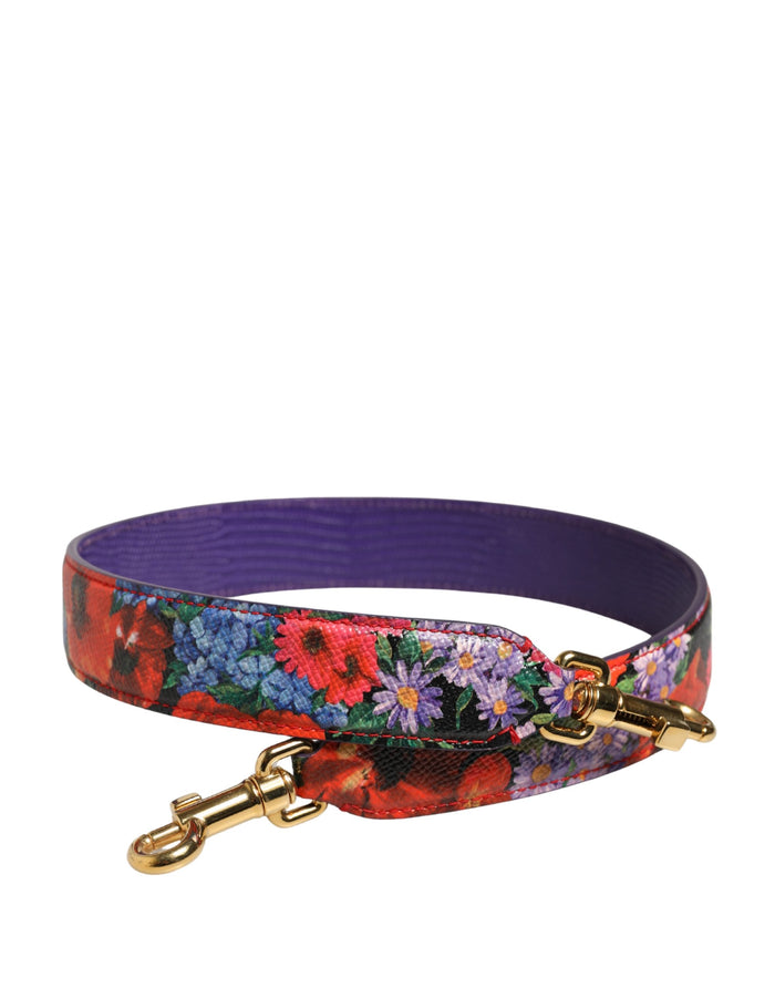 Multicolor Floral Leather Bag Accessory Shoulder Strap Calf