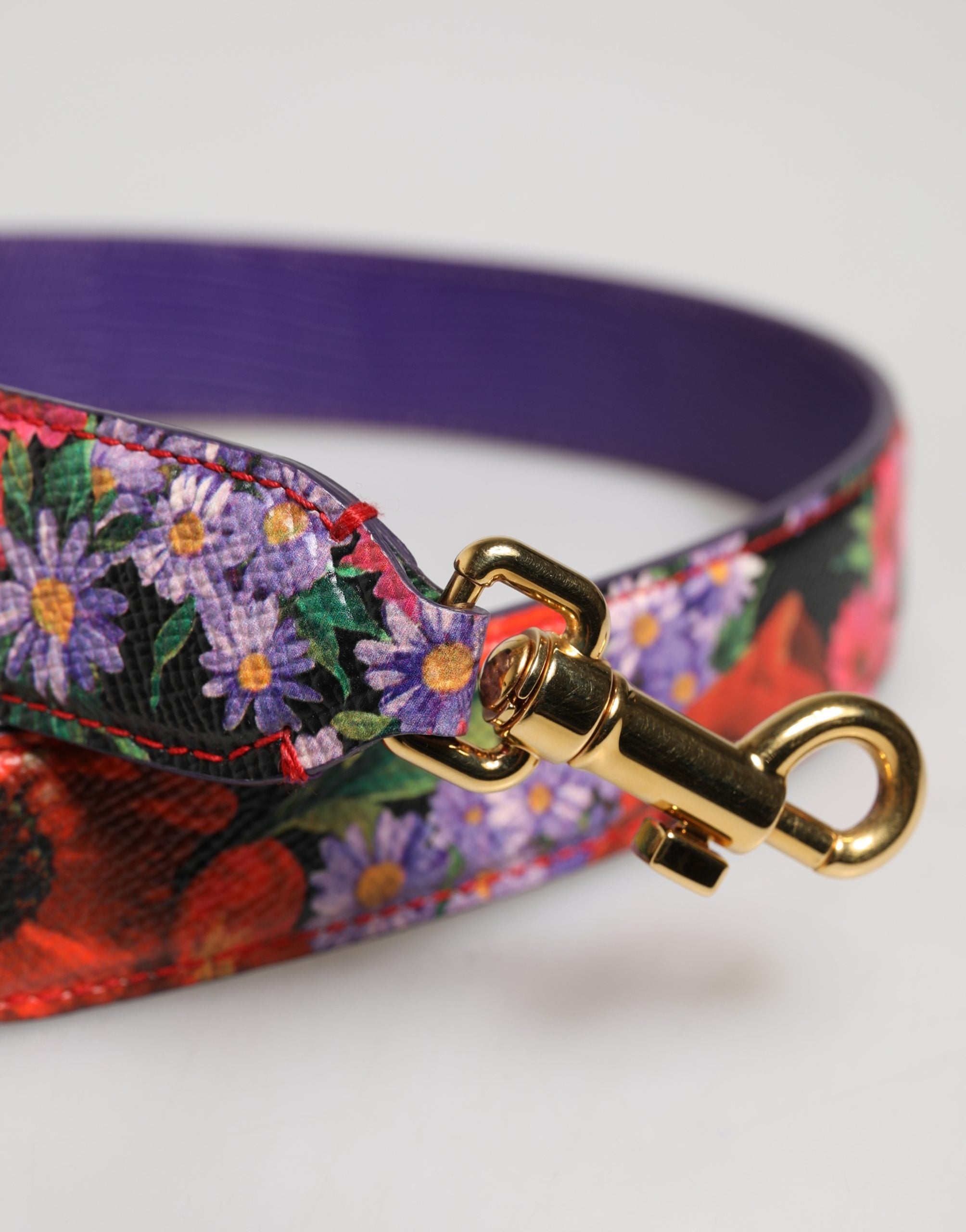 Multicolor Floral Leather Bag Accessory Shoulder Strap Calf