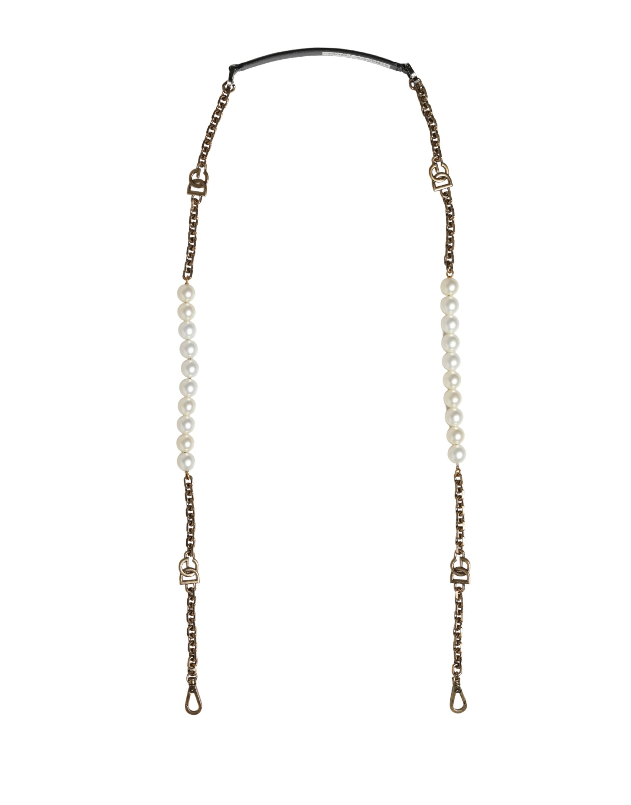 Black Leather Gold Chain Bag Accessory Shoulder Strap Real Brass Zamak Calf