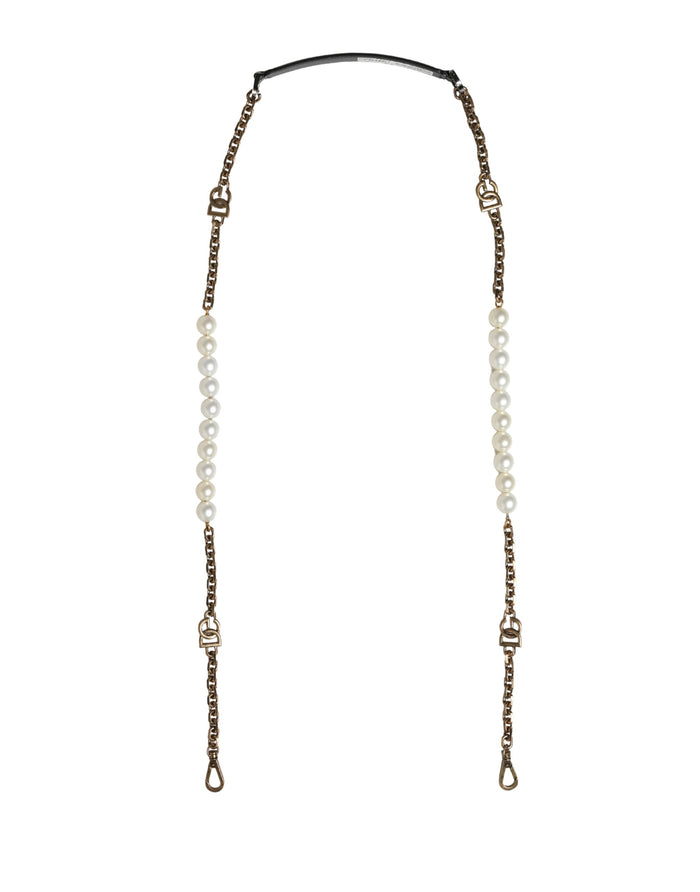 Black Leather Gold Chain Bag Accessory Shoulder Strap Real Brass Zamak Calf