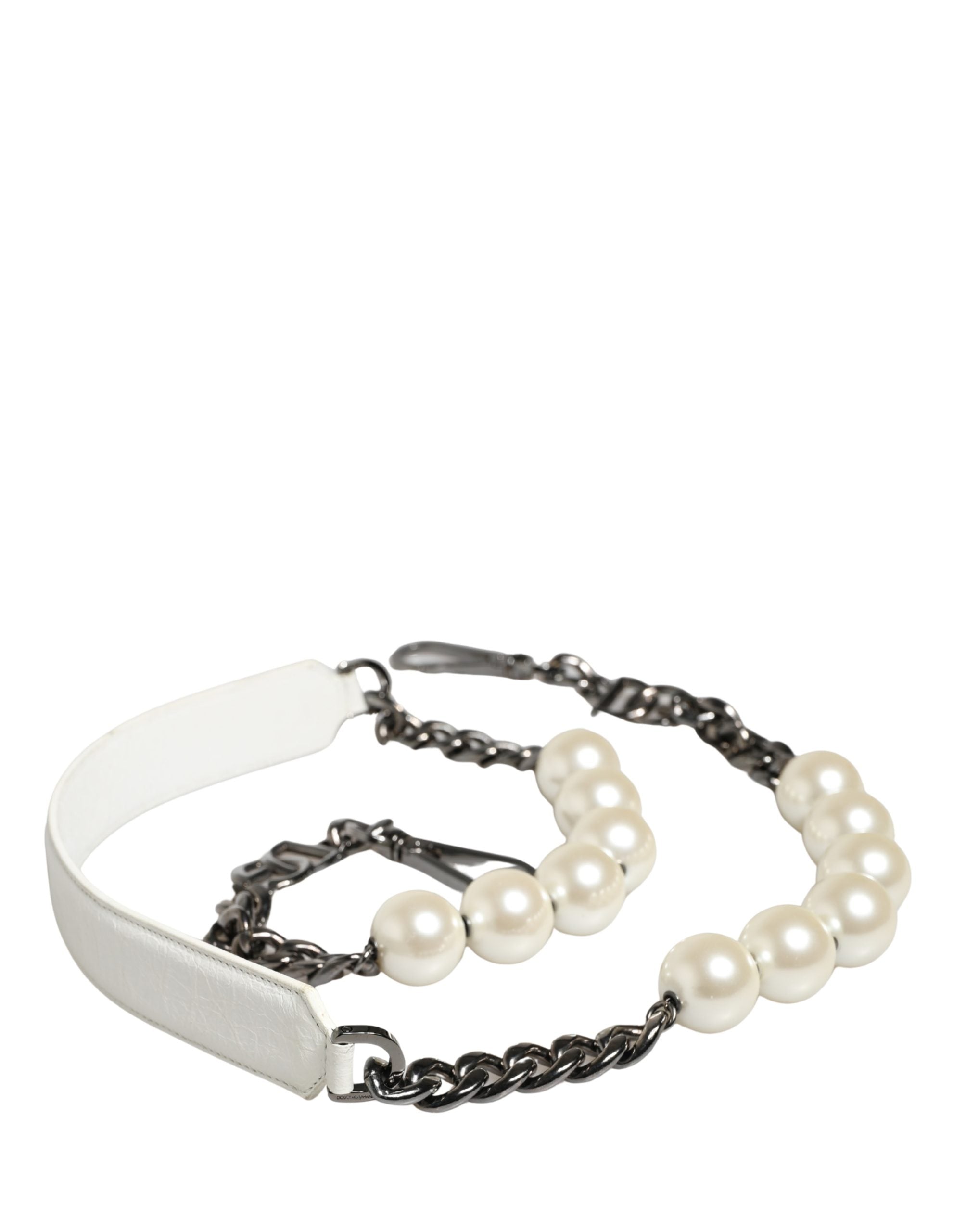 White Leather Silver Chain Bag Accessory Shoulder Strap Real Brass Zamak Calf
