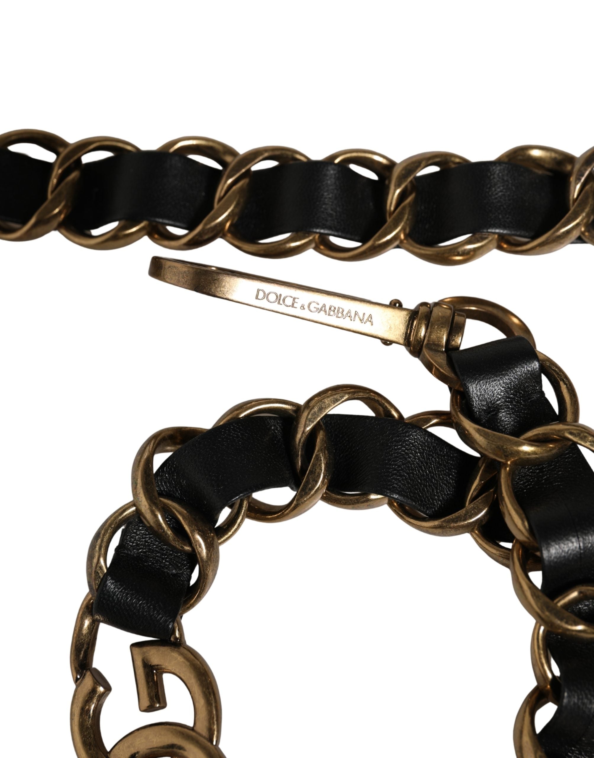 Black Leather Gold Chain Bag Accessory Shoulder Strap Real Brass Zamak Calf