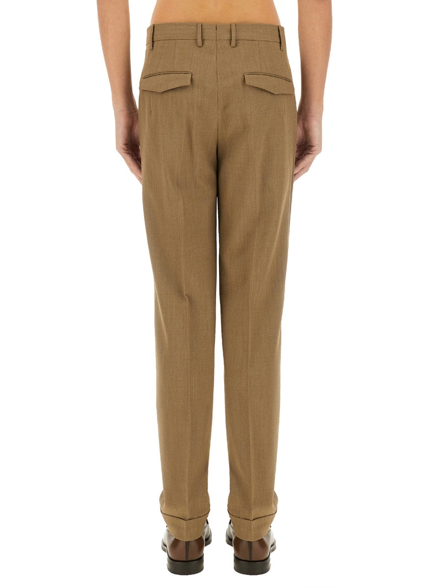 Straight Leg Pants Beige Polyester Trousers