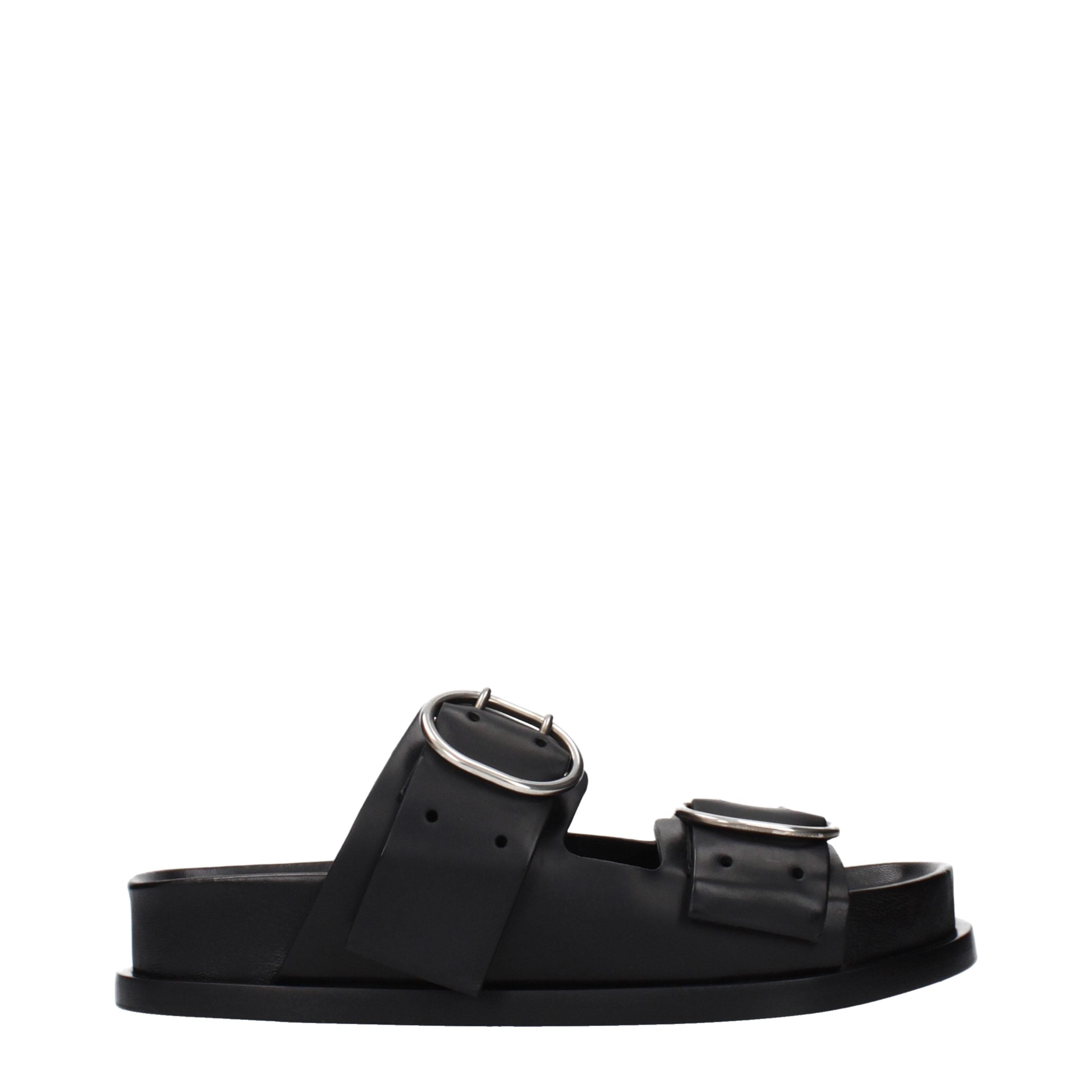 Jil Sander Leather slippers in black