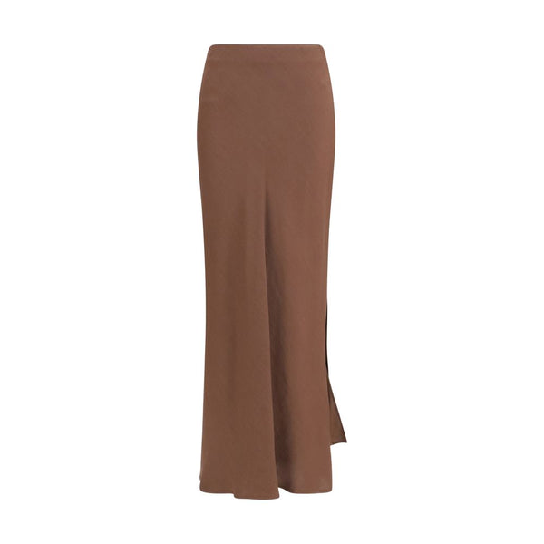 Brunello Cucinelli 73% Viscose 27% Linen skirt in brown