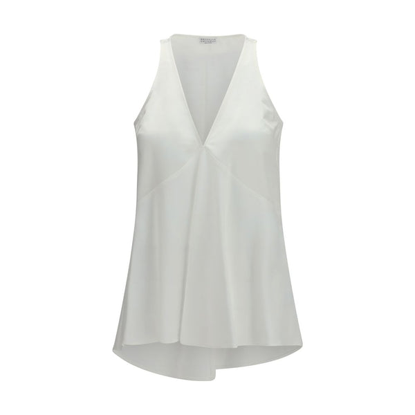 Brunello Cucinelli 68% Cotton tank top in white