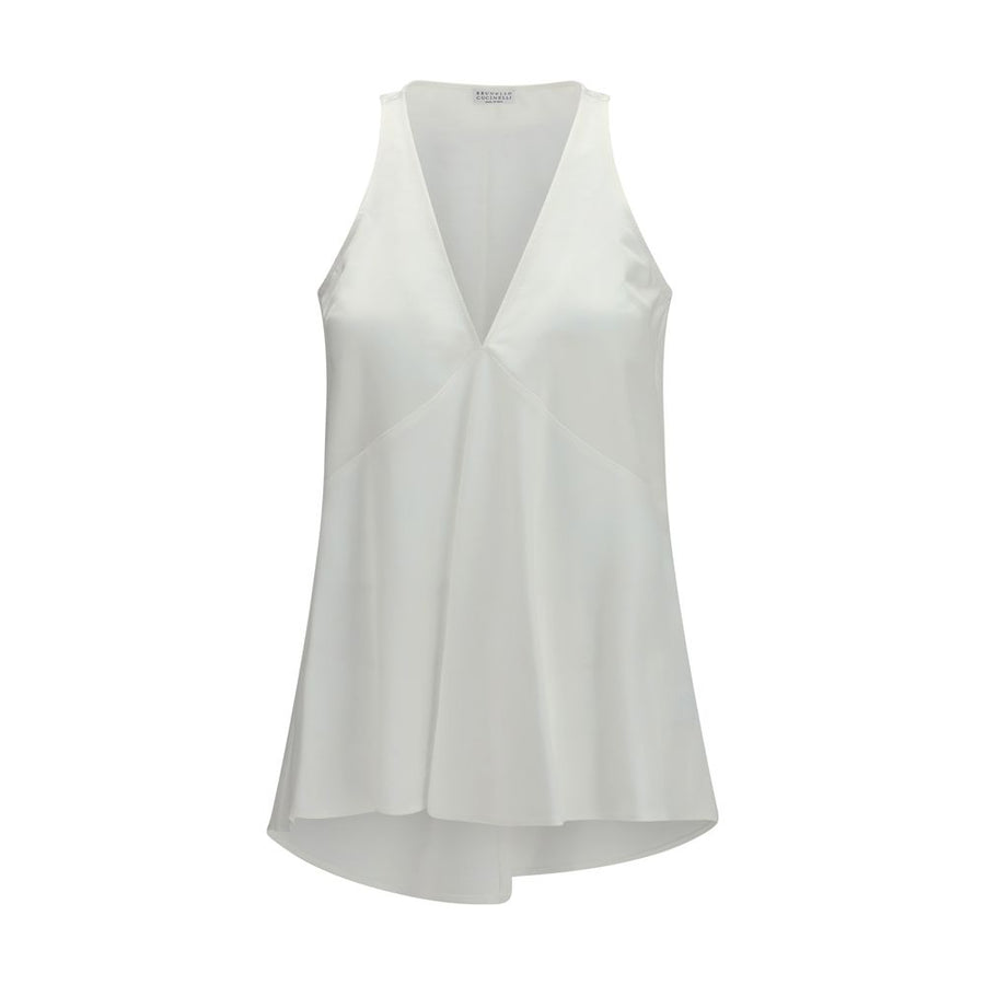 Brunello Cucinelli 68% Cotton tank top in white