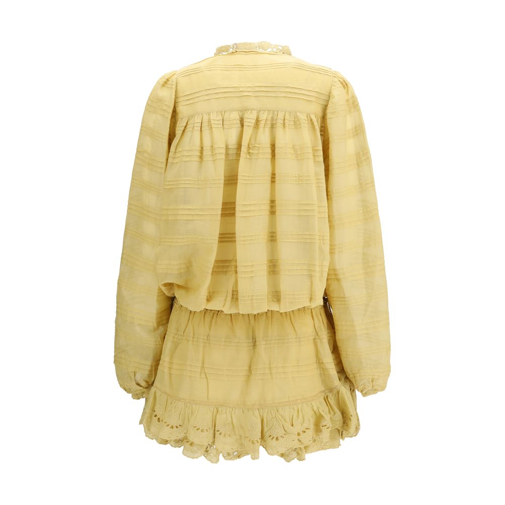Marant Etoile 100% Cotton dress in yellow — view 2