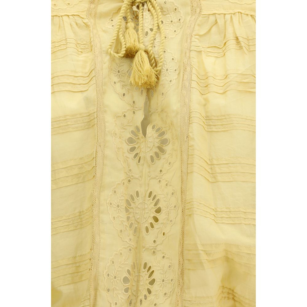 Marant Etoile 100% Cotton dress in yellow — view 3