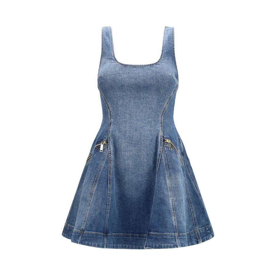 Self-Portrait 99% Cotton 1% Elastane dress in blue