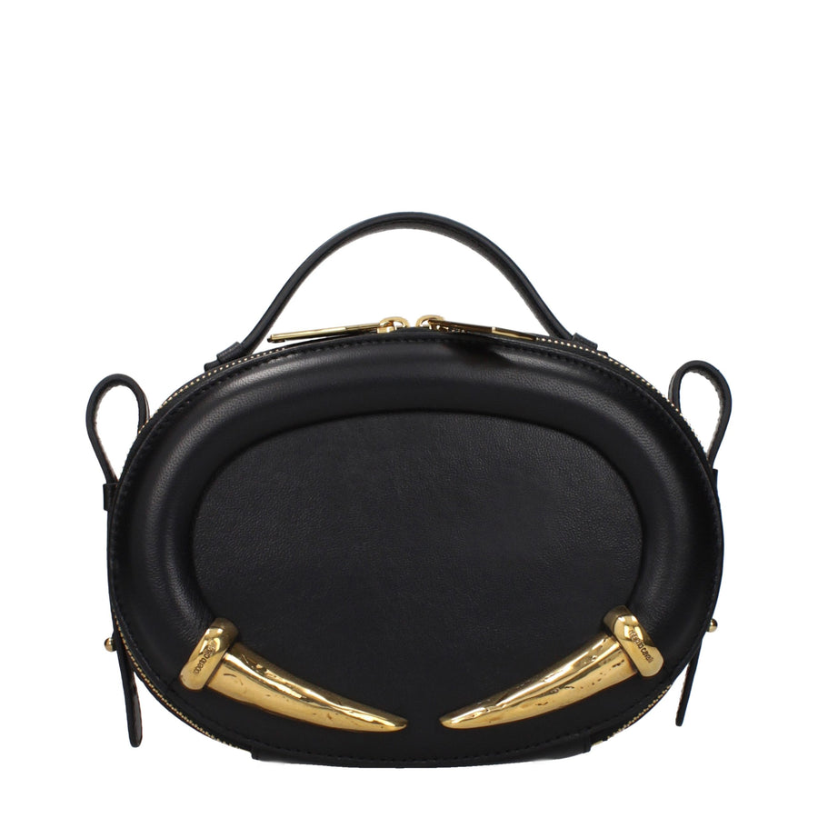 Roberto Cavalli Leather top handle bag in black