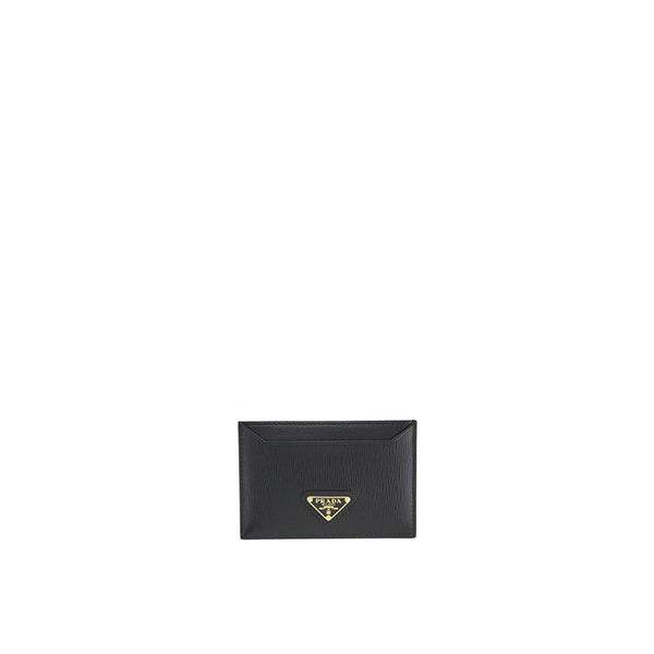 Prada 100% calf leather card case in black