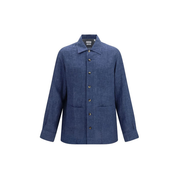 Brunello Cucinelli 100% Linen shirt in blue
