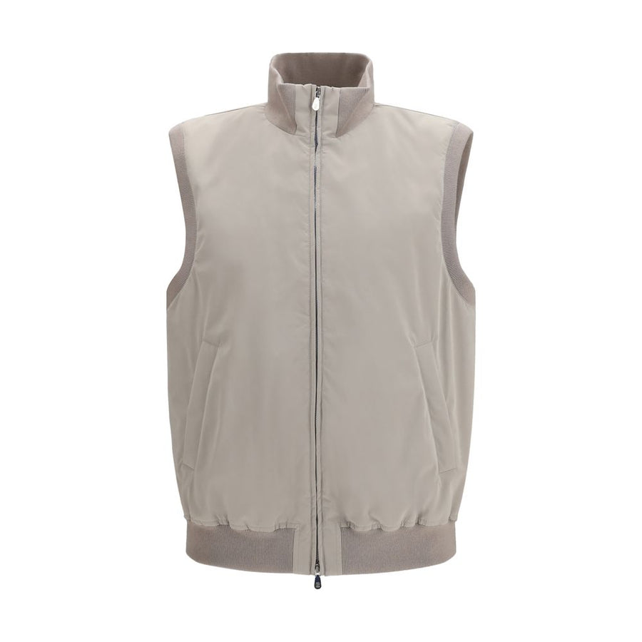 Gray Polyester Sleveless Jacket Clothing