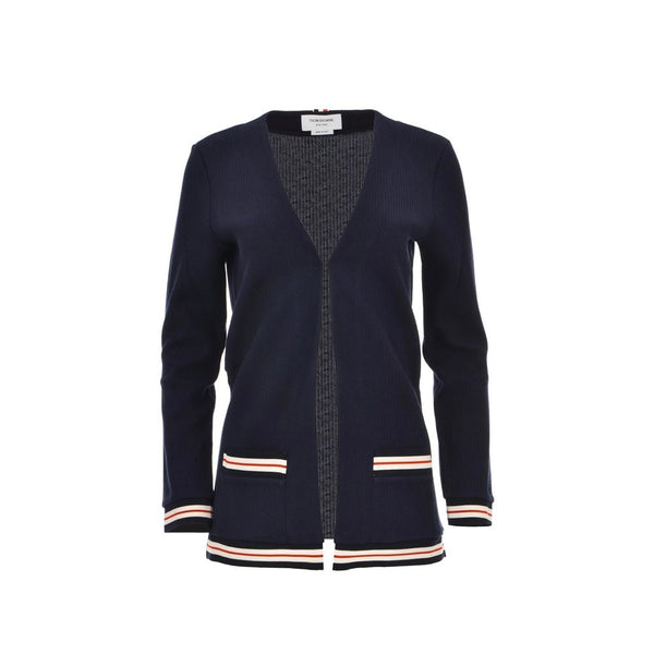 Thom Browne 100% cotton cardigan in navy
