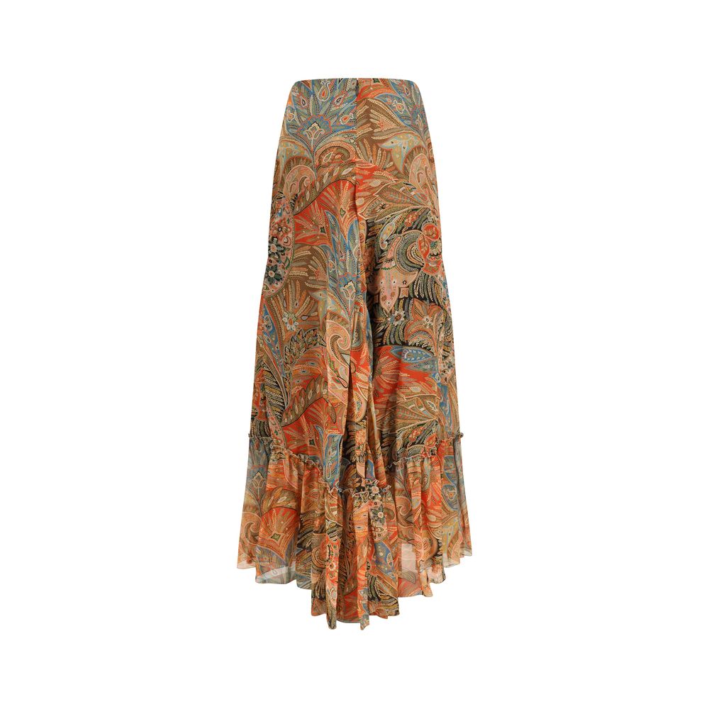 Etro 100% Silk skirt in orange — view 2
