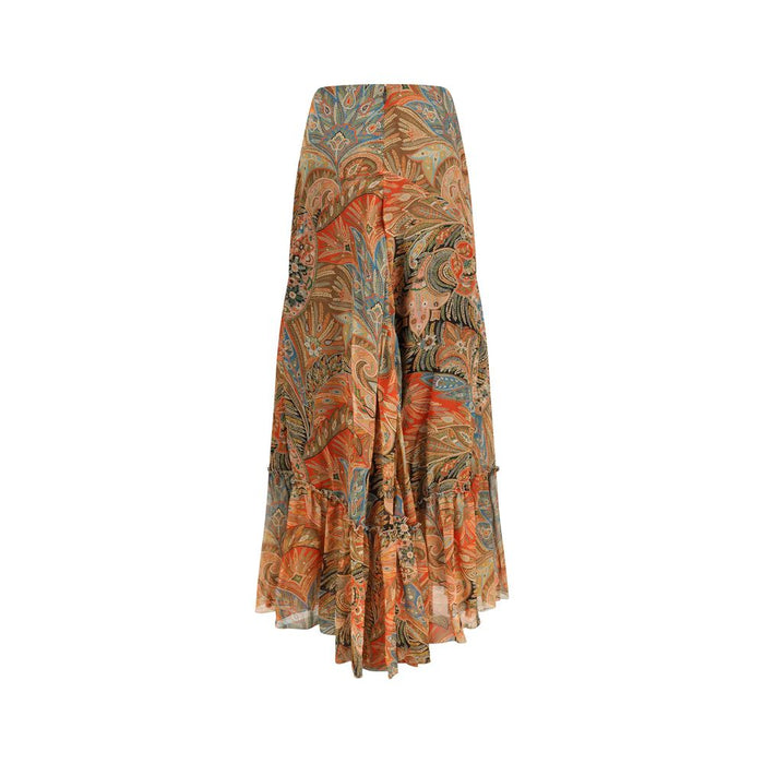 Etro 100% Silk skirt in orange — view 2