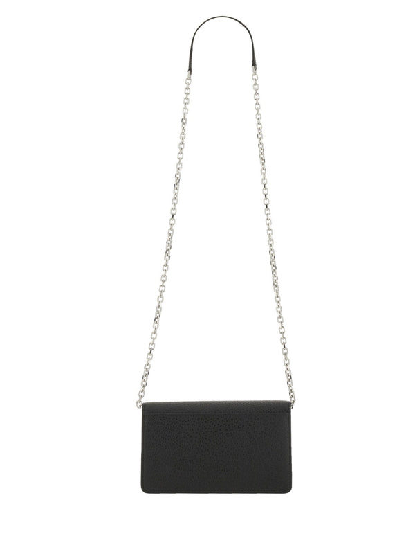 Wallet Four Stitches With Chain Black & Purses