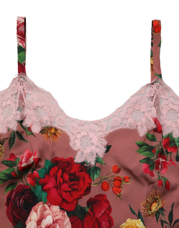 Dolce & Gabbana 12% Cotton 5% Elastane 3% Nylon 80% Silk camisole tank top in brown