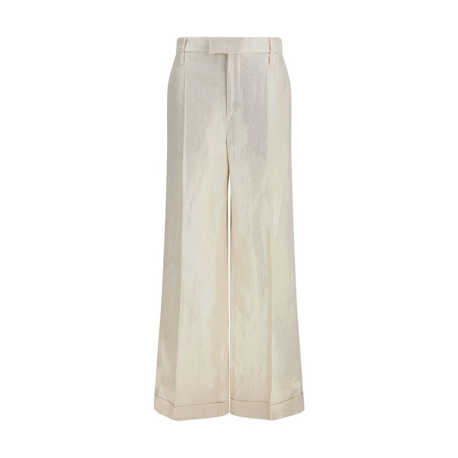 Brunello Cucinelli 100% Silk trousers in beige