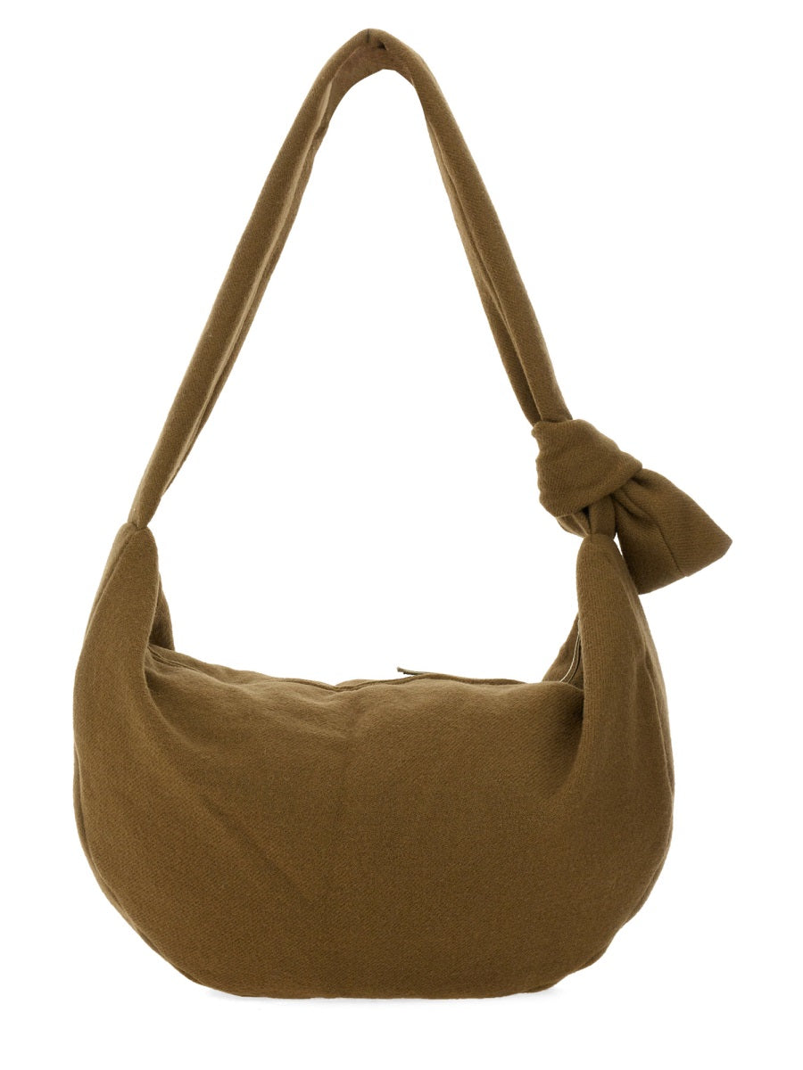Bag With Knot Military Green Wool Shoulder