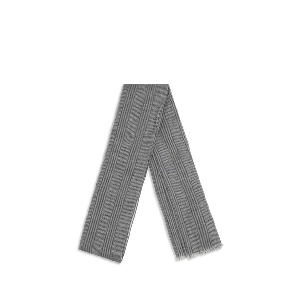 Brunello Cucinelli 86% Linen scarf in gray — view 2