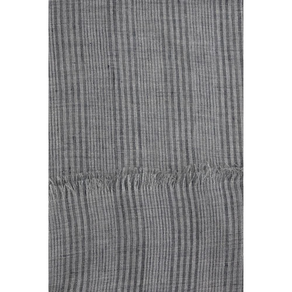 Brunello Cucinelli 86% Linen scarf in gray — view 3