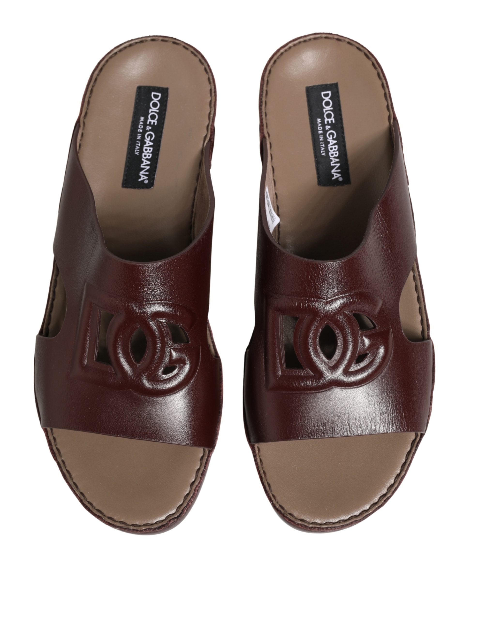 Dolce & Gabbana Leather sandals in maroon — view 3