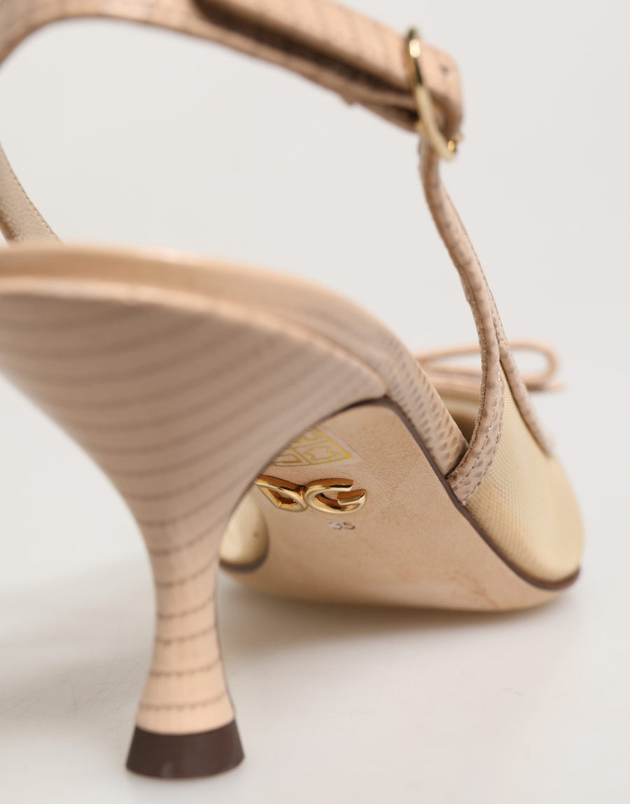 Dolce & Gabbana 60% Nylon 40% Calf Leather heel in beige