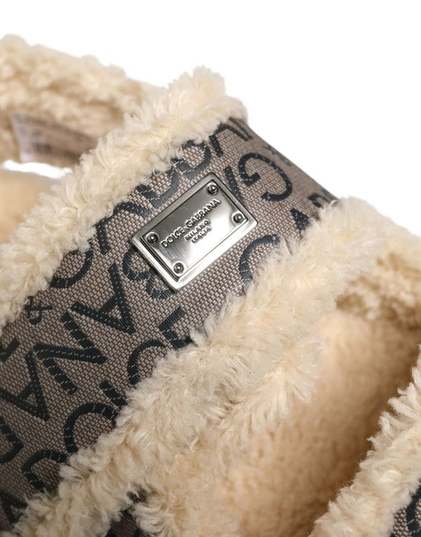Dolce & Gabbana Faux Fur flat in beige