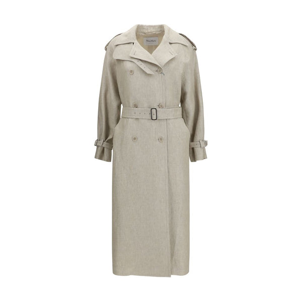 Max Mara 100% Linen trench coat in beige