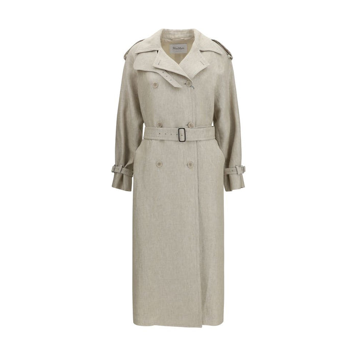 Max Mara 100% Linen trench coat in beige
