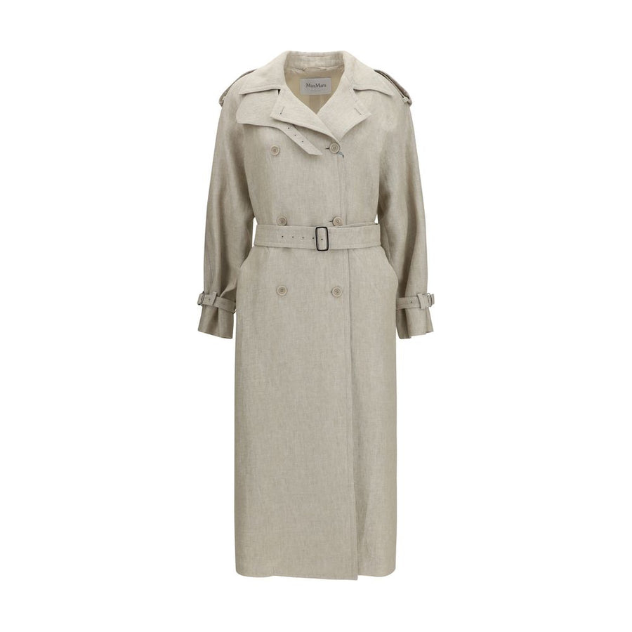 Max Mara 100% Linen trench coat in beige