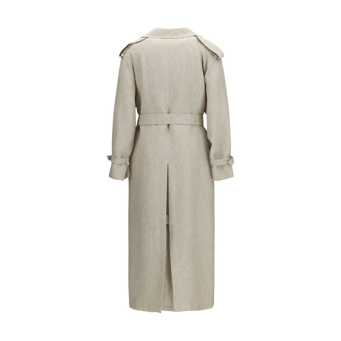 Max Mara 100% Linen trench coat in beige — view 2