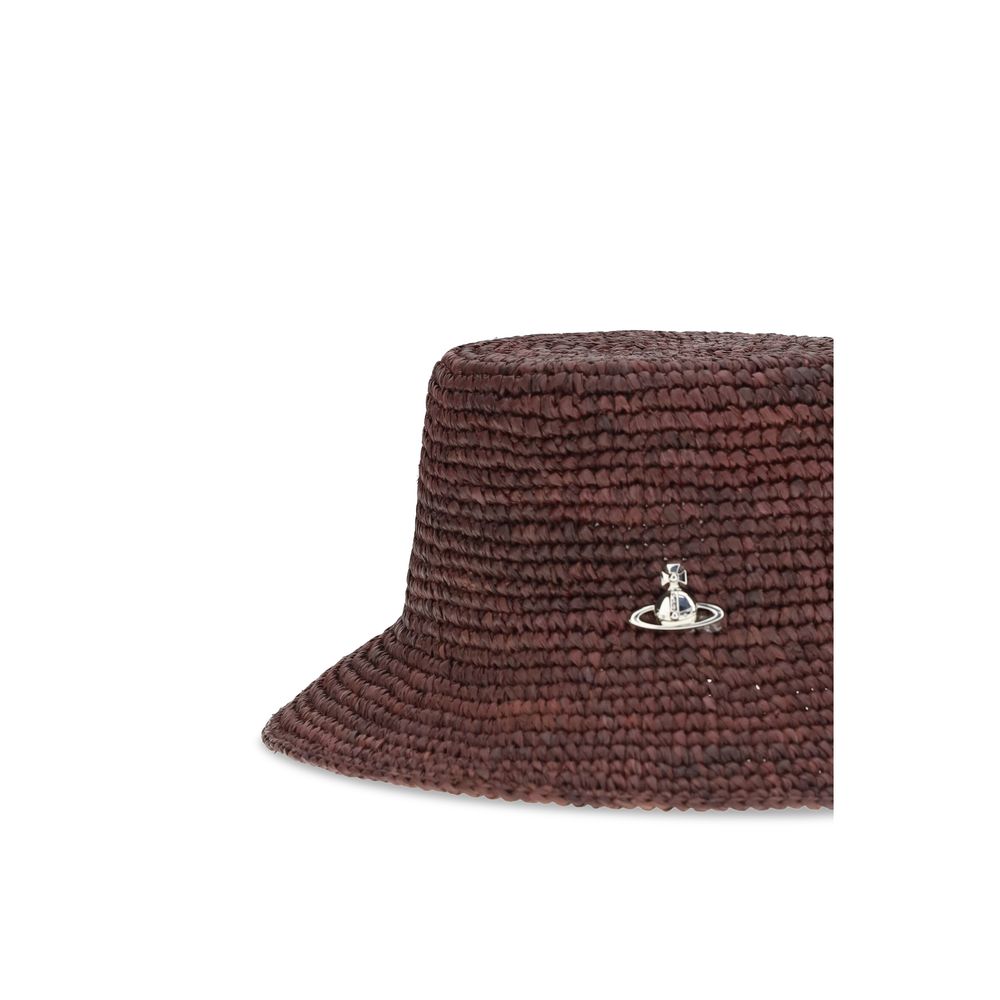 Vivienne Westwood VI81020009K005ND411BB 100% Raffia bucket hat in brown — view 3